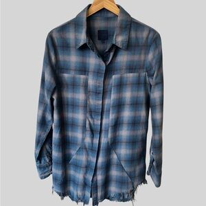 RTA grey blue plaid women’s flannel shirt